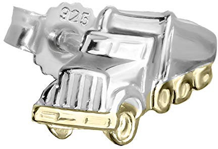 NKlaus Einzelohrstecker LKW Truck 925 Silber rhodiniert Bicolor 9 * 7mm Silber Ohrring männer 4848