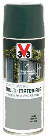 V33 Smalto Multimateriale 4In1 Spray, Grigio Micaceo Ral 7045, 0.4 l