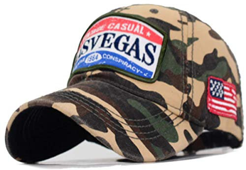 Sporty Baseballcap Las Vegas Distressed Snapback Vintage Used Look Retro Poker Casino Oldschool Kappe Mütze Cap Schirmmütze Basecap verstellbar (Camouflage)
