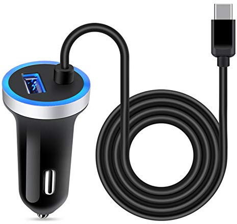 USB C Car Charger, 3.4A Fast Charging Car Adapter+3ft Type C Cable for Samsung Galaxy S26 S25 S24 S23 S22 S21 S20 S10 Note 20 A10E A20 A50 A51 A71,LG Stylo 6/5 G7 V60 ThinQ Moto G8 Google Pixel 4 3a