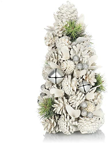 COM-FOUR® Deko-Weihnachtsbaum - dekorativer Kleiner Schmuckbaum - tolle Tischdeko in Weiß mit Glitzer- optimal für die Adventszeit (Baum)