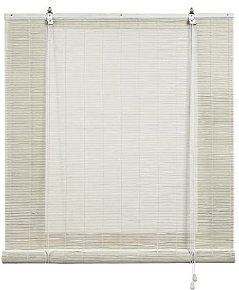 Estores enrollables de Bambú Natural para Interior y Exterior Estor de cañas de bambú para Puertas y Ventanas STORESDECO Color Blanco 60x175 cm