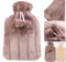 Premium Faux Fur HOT Water Bottle with Warm Fluffy Teddy Fleece Cover Natural (Faux Fur - Blush Pink)