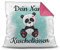 Kissen mit Füllung für Kinder - Tiermotiv Panda - für Mädchen und Jungs - mit Wunschname beschriften - Panda - Farbkissen Rückseite Pink, 40 x 40 cm