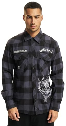 Brandit Motörhead Bastards - Checkshirt Männer Langarmhemd schwarz/grau
