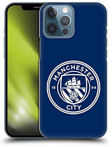 Head Case Designs Officially Licensed Manchester City Man City FC Obsidian White Mono Badge Hard Back Case Compatible With Apple iPhone 13 Pro Max