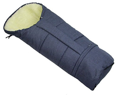 BAMBINIWELT Winterfußsack Fußsack für Kinderwagen, Buggy oder Schlitten, in Mumienform, aus Wolle, Größe anpassbar, MUMIE MELIERT (marine MELIERT)