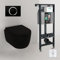 Spülrandloses Hänge Wc mit Spülkasten I Randloses Hänge WC Komplettset Schwarz Matt 49cm I Wand WC ohne Spülrand mit MEPA nextVIT Vorwandelement und Zero Betätigungsplatte