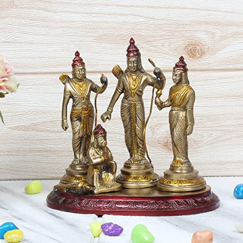 ARTVARKO™ Ram Darbar Statue Shree Ram Ji Sita Laxman Hanuman Home Decor Messing Metall Bhagwan Idol Murti für Mandir Tempel Geschenk Höhe 17,8 cm