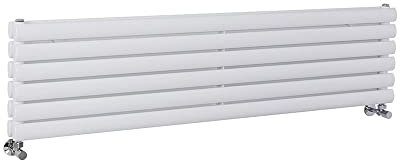 Milano Aruba White Horizontal Double Oval Panel Radiator - 354mm x 1400mm