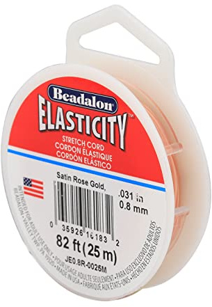 Beadalon Elasticity Bead String - Bracelet Cord, 0.8 mm/25 m, Satin Rose