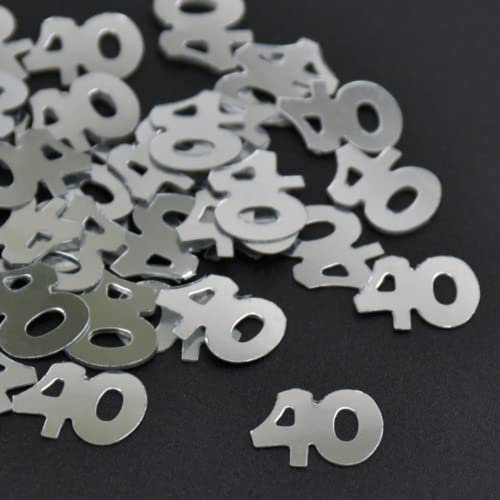 DIWULI Confeti Número Plata 40 - Decoración Mesa Cumpleaños