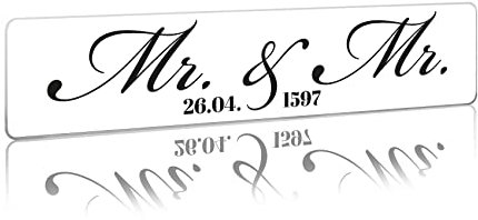 Finest Folia Hochzeitskennzeichen Kennzeichen Aufkleber Hochzeitsauto mit Datum + Namen Brautpaar Wunschname Hochzeit Auto Deko Schild selbst gestalten (10 Mr & Mr, Kunststoff Kennzeicheneinleger)