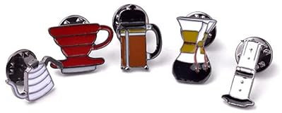 5pcs/set Mini Cartoon Coffee Cup Teapot Kettle Metal Badge Brooch Enamel Pin for Women Men Jackets Hat Lapel Pin Fashion Jewelry, Metal