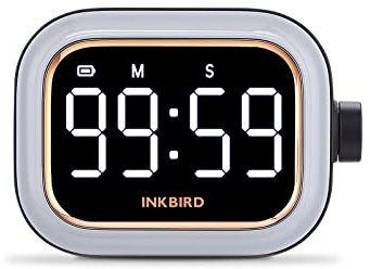 INKBIRD Minuteur de Cuisine Numérique, IDT-02 Minuteur Portable Compte à Rebours avec Batterie USB Rechargeable et Grand Écran LED pour Cuisine,Maison
