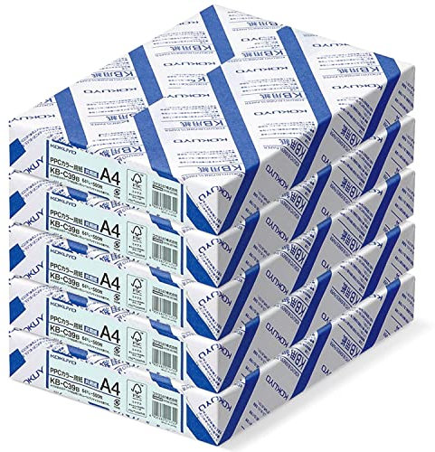 Kokuyo Farbiges KB-Papier, Papierstärke 0,09 mm, 64 g/m², A4, 500 Blatt, FSC-zertifiziert, Japan Import, 5 Stück Blau