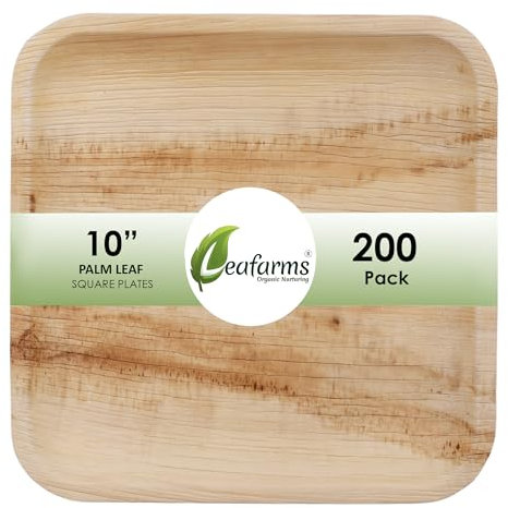 Leafarms Piatti quadrati in foglia di palma, 25,4 cm, confezione da 200