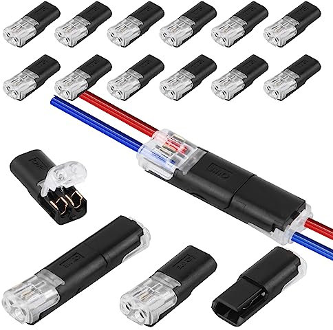 12 Stück Auto Stecker 2 Polig Steckverbindung Kabelverbinder Wasserdicht Steckverbinder Praktischer Schneller Kabelstecker Verbindungen 2 Poliger Steckbarer Kabelanschluss für 18-22 AWG Kabel Crimp