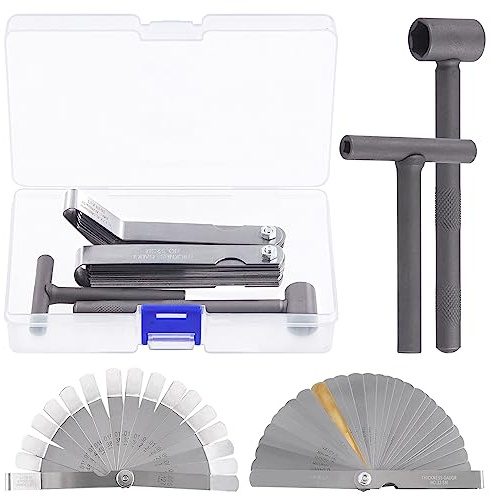 Glarks 4Pcs Motorcycle Engine Valve Adjustment Tool Kit, Engine Screw Spanner Valve Tool Wrench Valve Screw Repair Spanner with Feeler Gauges for Motor Engine Valve Screw