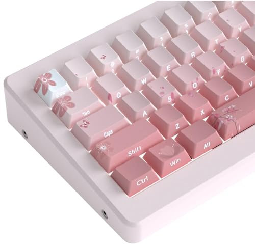 Lot de 135 touches PBT personnalisées, rétroéclairées sur le côté, profil cerise, dégradé rose, pour claviers mécaniques ISO/UK Cherry MX Switch