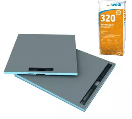 Receveur à carreler 120 x 100 cm WEDI Fundo Riolito Neo, écoulement linéaire + colle 328