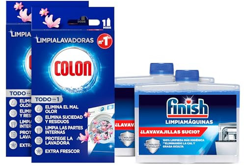 Finish Limpiamáquinas Regular 2x250ml + Limpialavadoras Colon 2 unidades