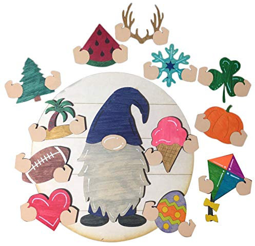 GNOME-Türhänger, austauschbares GNOME-Willkommensschild für alle Jahreszeiten Strickleiter Mit Haken (Multicolor, One Size)
