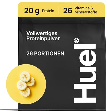 Huel Complete Protein Pulver, 26 Portionen, Banana-Milkshake-Geschmack, 20 g Protein pro Portion, Veganes Proteinpulver, Glutenfrei, Ohne Soja, natürlich aromatisierter Protein Shake, Banane
