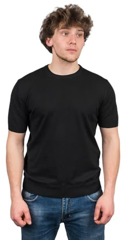 DALLE PIANE CASHMERE - T-Shirt Manica Corta 100% Cotone, Made in Italy - Uomo, Colore: Nero, Taglia: L