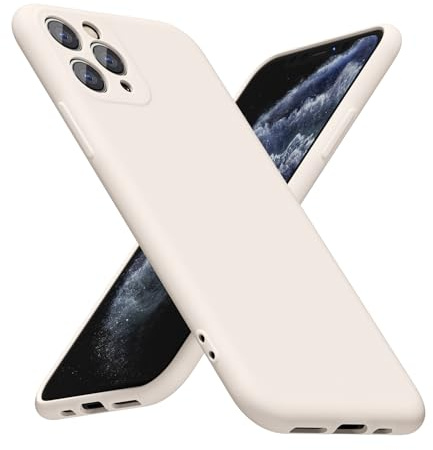 LoeoeL for iPhone 11 Pro Phone Case Silicone, Minimalist Ultra Thin Slim Soft Rubber Gel Solid Color Matte TPU Cute Case for Women Men, Girly Plain Aesthetic Design & Camera Cover, Beige Stone Cream