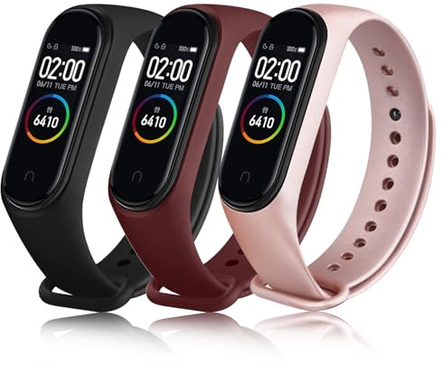 Yisica Armband für Xiaomi Mi Band 4 / Xiaomi Mi Band 3, Ersatzbänder Silikon Sport Wasserdicht für Xiaomi Mi Band 4 / Mi Band 3 (Schwarz/Weinrot/Roségold, Einheitsgröße)