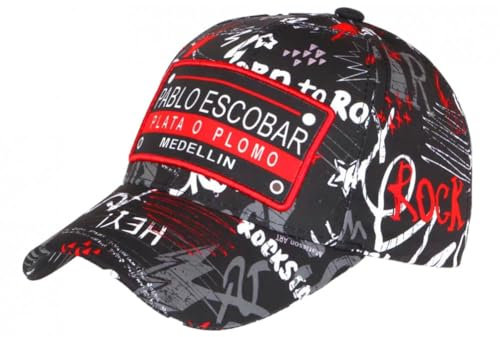 SKR Plata o Plomo Pablo Escobar Cap Rot und Schwarz Medellin Baseball – Unisex, rot, Einheitsgröße