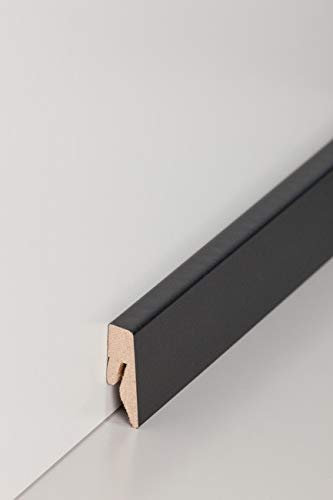 PROVISTON Lot de 5 plinthes en MDF - 15 x 40 x 2500 mm - Cœur en MDF noir - À coller, clipser, visser et clouer - Plinthe