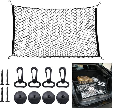 Red Maletero de Coche 110×60cm Puede Extender a 220×120cm Red Elástica Maletero con 4 Ganchos, Red Grande para Maletero para Coche para SUV Carro de Automóviles