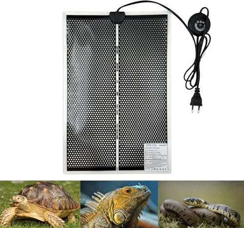 PeSandy Tapis Chauffants pour Terrariums, 42x28CM Tapis Chauffant pour Reptile avec 7 Boutons de Réglage de la Température, Coussin Chauffant pour Reptiles Tortue Serpents Lézards Geckos Grenouille