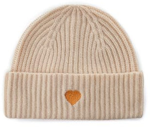 CODELLO Damen Mütze mit Herz-Patch aus Wolle-Kaschmir (DE/NL/SE/PL, Alphanumerisch, Einheitsgröße, beige)