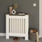 GFW Longslow Small White Radiator Cover Slatted Wood Design Top Shelf Display Living