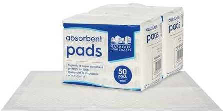 Harbour Housewares 100x Disposable Incontinence Bed Pads - 32.5cm x 45cm - Small Waterproof High Absorbency Underpads Mattress Protector Overnight Bed Wetting Sheets Incontinence Pads