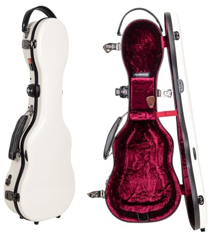 Crossrock Concert Ukulele Case - 100% Fiberglass Hardshell with Brand Latches, TSA Lock, Accessory Compartment, and Detachable Straps-Milky White (CRF2030CUMW)