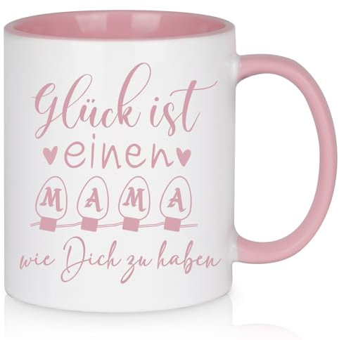 Diztoud Mama Tasse, Weihnachtsgeschenke für Mama, Mutter Geschenk Weihnachten, Geschenke zum Muttertag, Geschenke für Mutter, Geburtstagsgeschenk, Muttertagsgeschenke, 325ml Keramik Kaffeetasse, Rosa