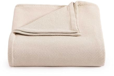 Tommy Hilfiger - Doppeldecke aus Baumwolle, strukturierte Piqué-Gewebe, mittelschwere, weiche Decke, Anti-Pilling und lichtbeständig, ideal für Schichten, Öko-Tex-Zertifiziert (Beige)