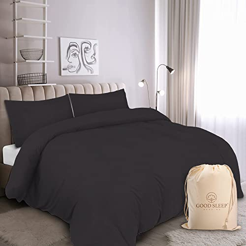Good Sleep Bedding Super King Size Duvet Cover Sets, 100% Cotton 3 Pc Bedding Set, Zipper Closure Super King Size Bed Duvet Cover Set, Soft Super Kingsize Duvet Cover Sets, Dark Grey
