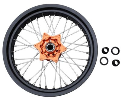 avdb-moto Felge/Speichen Vorderrad 3,5'' x 17'' kompatibel mit KTM ENDURO 690 / 690R 2008-2024, SUPER MOTO 690 2007-2009, SMC 690 / 690R 2008-13, HUSQVARNA 701 ENDURO 2016-24 Supermoto (Orange)