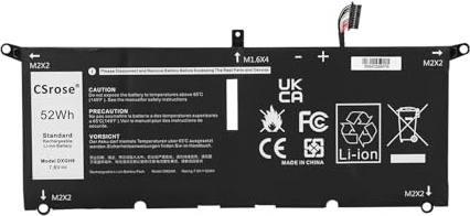 CSrose DXGH8 Batterie pour Dell XPS 13 7930 9380 9370 Inspiron 13 7391 7390 2-in-1 7490 Latitude E3301 3301 Vostro 5391 5390 Serie P113G001 P82G P82G001 0H754V H754V G8VCF G8VCF6C HK6N5 Battery