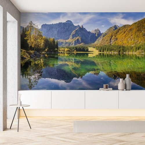 Dschungel Landschaft Fototapete 3d Effekt 350 x 256 cm Gebirge Fluss Wald Tapete Wohnzimmer Badezimmer Wasserfest Schlafzimmer Wohnzimmer Tapete