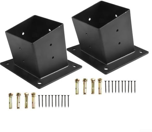 Eawfgtuw Black Steel Pergola Brackets Wall Mount Hardware Kit for 4x4 Inch Wood Posts Slanted Roof Design Outdoor Porch Gazebo Support 15 Degree Angle(2pcs)