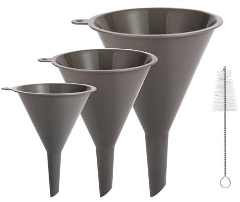 Kunststoff-Küchentrichter, 3er-Set, mit Reinigungsbürste, BPA-frei, runde Lebensmitteltrichter für die Küche, multifunktionale Trichter zum Befüllen von Einmachgläsern und Flaschen, geeignet für