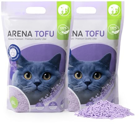 BESCH Pack 2 Arena de Tofu Aglomerante para Gatos 6L– 100% Natural, Biodegradable, Control de Olores y Bajo Polvo