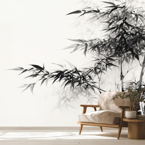 Generique Papier Peint Zen Panoramique Murale, Intissé Papier Peint Japonais Chinois Asiatique Arbre Salon Chambre Cuisine, Zen Decoratif Mural 200 x 140 cm