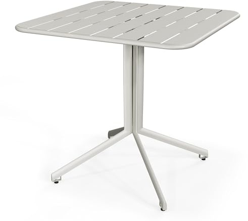 di volio Gartentisch 80x80 cm Metall quadratisch wetterfest Outdoor Miria | Für 4 Personen, Nivellierfüße, KTL- und Pulverbeschichtung, 20 kg belastbar, korrosionsbeständig, Balkon, Terrasse
